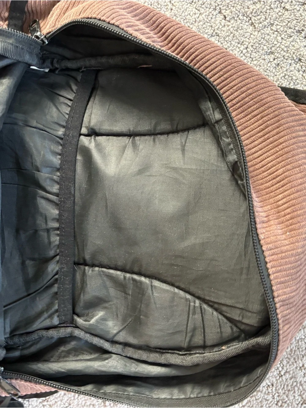 New York & Company Brown Corduroy Backpack with White Star Accent